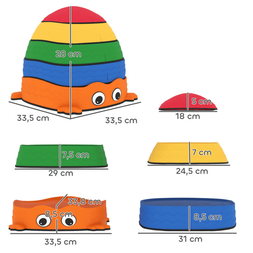 AIYAPLAY Conjunto de Pedras de Equilíbrio Empilháveis para Crianças de 5 Peças Jogo de Equilíbrio para Crianças acima dos 2 Anos Forma de Rã Antiderrapantes para Interior e Exterior Multicolor