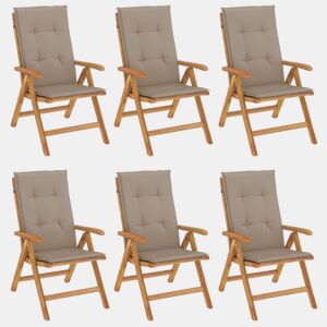 Cadeiras de jardim - Cadeiras de exterior reclináveis c almofadões 6 pcs teca maciça