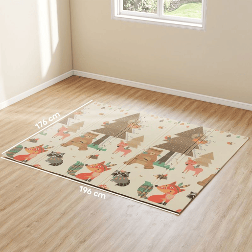 AIYAPLAY Tapete de Atividades para Bebé Acolchoado Dobrável e Reversível 196x176x1,5 cm Tapete de Brincar para Bebé XPE Dupla Face Impermeável Multicolor