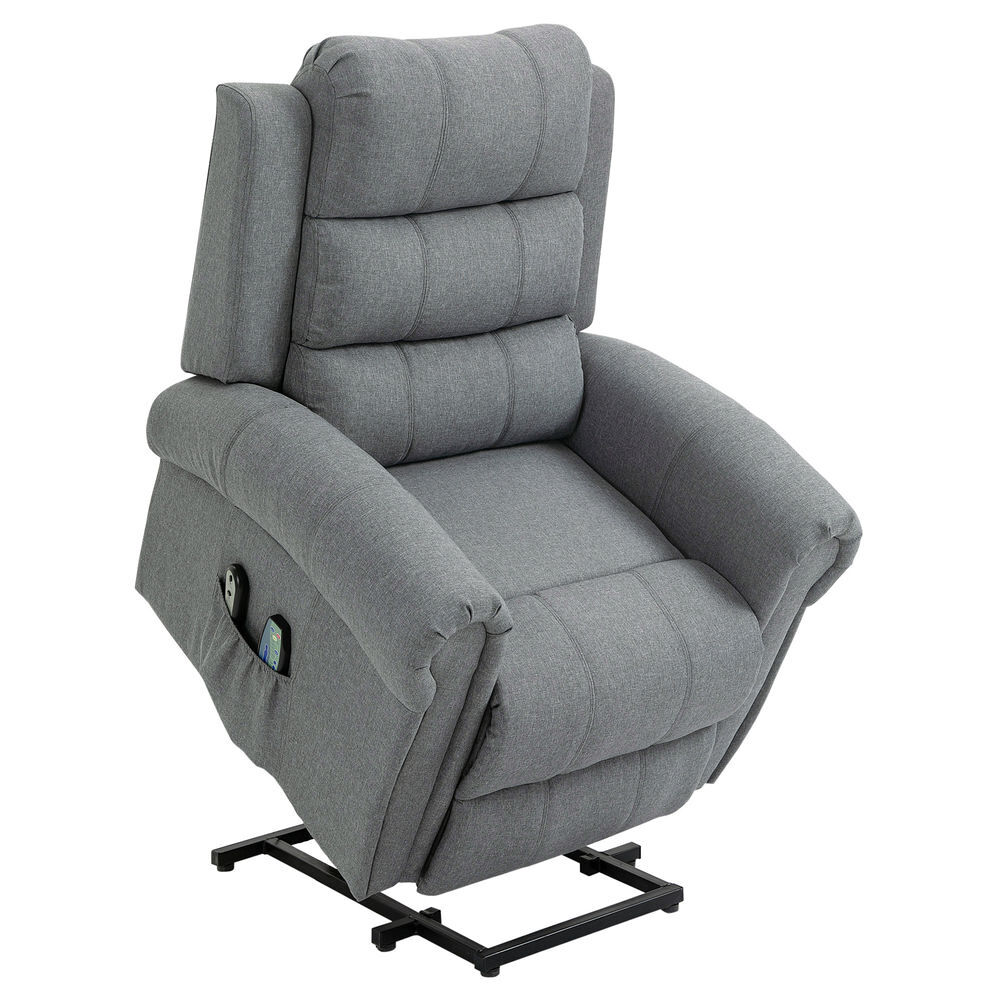 Homcom sillón relax reclinable eléctrico levanta personas, con masaje vibratorio y calor, sillón elevador, con control remoto, reposapiés, tapizado en