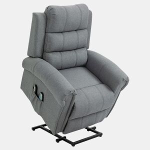 HOMCOM Poltrona Relax Reclinável Elétrica Levanta Pessoas com Massagem Vibratória e Aquecimento Poltrona Elevatória com Controlo Remoto Apoio para Pés Estofada em PU Bolsos Laterais 98x96x105 cm Cinza