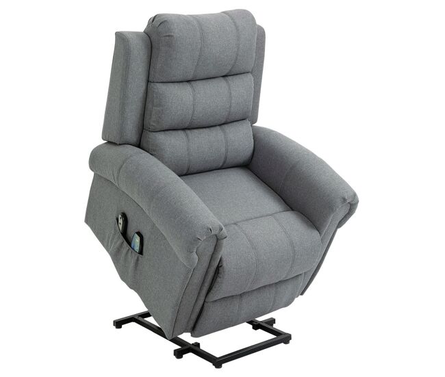 Homcom sillón relax reclinable eléctrico levanta personas, con masaje vibratorio y calor, sillón elevador, con control remoto, reposapiés, tapizado en