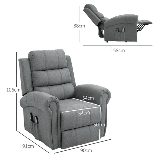 HOMCOM Poltrona Relax Reclinável Elétrica Levanta Pessoas com Massagem Vibratória e Aquecimento Poltrona Elevatória com Controlo Remoto Apoio para Pés Estofada em PU Bolsos Laterais 98x96x105 cm Cinza HOMCOM Poltrona Relax Reclinável Elétrica Levanta Pessoas com Massagem Vibratória e Aquecimento Poltrona Elevatória com Controlo Remoto Apoio para Pés Estofada em PU Bolsos Laterais 98x96x105 cm Cinza