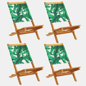 Cadeiras de jardim - Cadeiras de exterior dobráveis 4 pcs tecidomadeira maciça verde