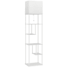 HOMCOM Candeeiro de Pé com Prateleiras Candeeiro de Sala com Brilho e Temperaturas de Cor Ajustáveis 3000K-6500K Controlo Remoto Casquilho E27 Temporizador para Quarto, Escritório Decoração 40x29x171 cm Branco