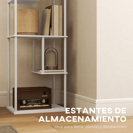 HOMCOM Candeeiro de Pé com Prateleiras Candeeiro de Sala com Brilho e Temperaturas de Cor Ajustáveis 3000K-6500K Controlo Remoto Casquilho E27 Temporizador para Quarto, Escritório Decoração 40x29x171 cm Branco