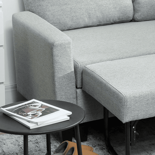 HOMCOM Sofá-Cama Chaise Longue de 3 Lugares Chaise Longue Reversível Ambos Lados com Armazenamento Sofá-Cama de Canto com Capas de Almofadas Removíveis Estofado em Linho para Sala de Estar 197x129x85 cm Cinza HOMCOM Sofá-Cama Chaise Longue de 3 Lugares Chaise Longue Reversível Ambos Lados com Armazenamento Sofá-Cama de Canto com Capas de Almofadas Removíveis Estofado em Linho para Sala de Estar 197x129x85 cm Cinza