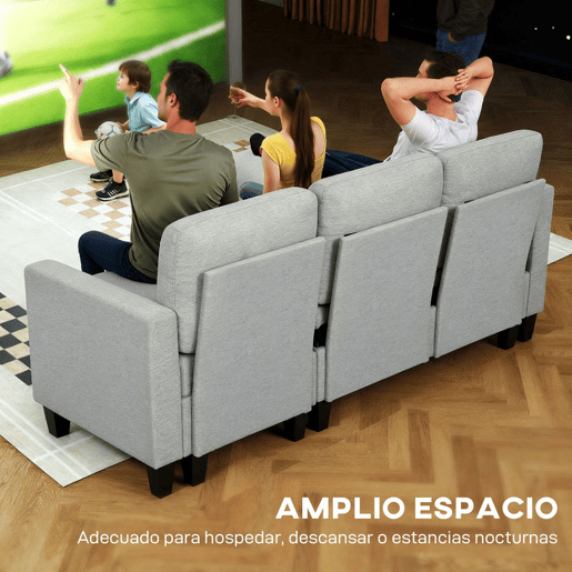 HOMCOM Sofá-Cama Chaise Longue de 3 Lugares Chaise Longue Reversível Ambos Lados com Armazenamento Sofá-Cama de Canto com Capas de Almofadas Removíveis Estofado em Linho para Sala de Estar 197x129x85 cm Cinza HOMCOM Sofá-Cama Chaise Longue de 3 Lugares Chaise Longue Reversível Ambos Lados com Armazenamento Sofá-Cama de Canto com Capas de Almofadas Removíveis Estofado em Linho para Sala de Estar 197x129x85 cm Cinza