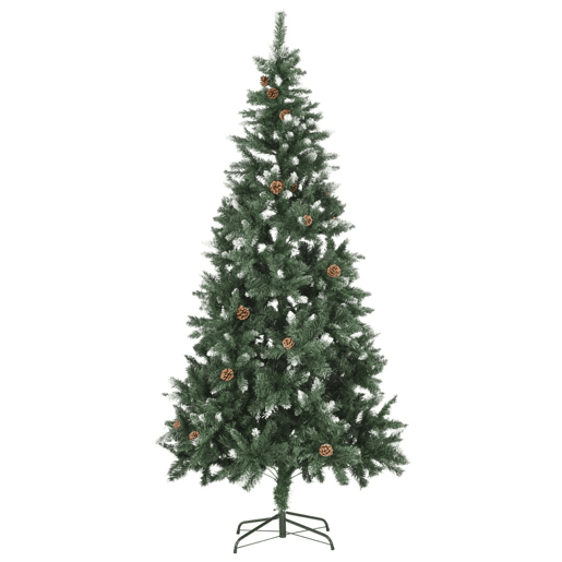 Árvore de Natal - Pinheiro de Natal artificial com pinhas e brilho branco 210 cm