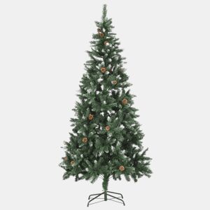 Árvore de Natal - Pinheiro de Natal artificial com pinhas e brilho branco 210 cm
