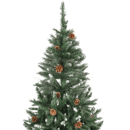 Árvore de Natal - Pinheiro de Natal artificial com pinhas e brilho branco 210 cm