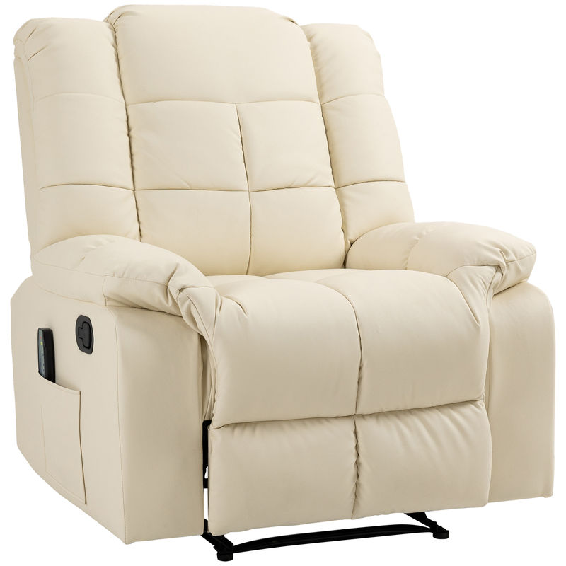 Homcom sillón de masaje, sillón relax reclinable con 8 puntos de masaje, mando a distancia, tapizado en pu, reposapiés, bolsillo lateral, butaca para