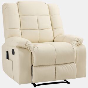 HOMCOM Poltrona de Massagem Poltrona Relax Reclinável com 8 Pontos de Massagem Controlo Remoto Estofada em PU Apoio para Pés Bolso Lateral Poltrona para Sala de Estar Quarto 94x99x99 cm Creme