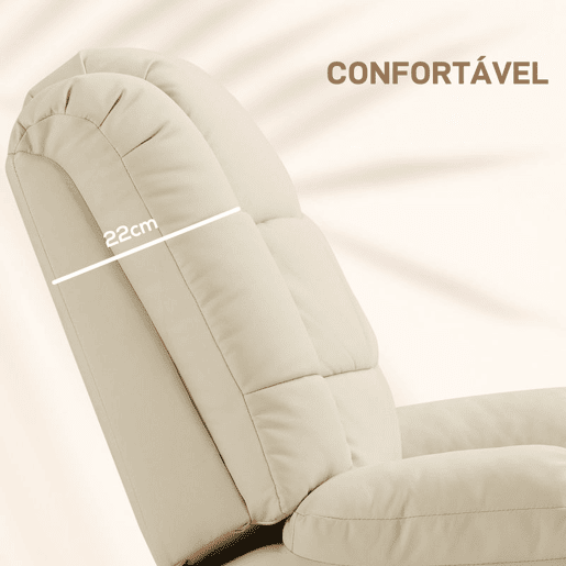 HOMCOM Poltrona de Massagem Poltrona Relax Reclinável com 8 Pontos de Massagem Controlo Remoto Estofada em PU Apoio para Pés Bolso Lateral Poltrona para Sala de Estar Quarto 94x99x99 cm Creme HOMCOM Poltrona de Massagem Poltrona Relax Reclinável com 8 Pontos de Massagem Controlo Remoto Estofada em PU Apoio para Pés Bolso Lateral Poltrona para Sala de Estar Quarto 94x99x99 cm Creme