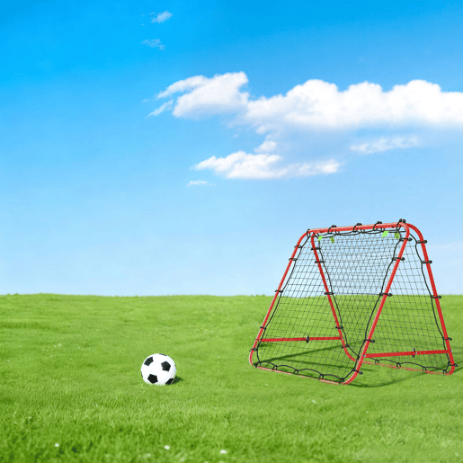 HOMCOM Rede de Rebote Dobrável para Treino Desportivo Ajustável em 5 Níveis de Ângulo com Tubo de Aço para Futebol Ténis e Basebol 100x95x90 cm Vermelho