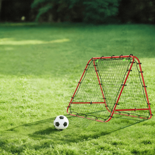 HOMCOM Rede de Rebote Dobrável para Treino Desportivo Ajustável em 5 Níveis de Ângulo com Tubo de Aço para Futebol Ténis e Basebol 100x95x90 cm Vermelho