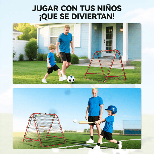 HOMCOM Rede de Rebote Dobrável para Treino Desportivo Ajustável em 5 Níveis de Ângulo com Tubo de Aço para Futebol Ténis e Basebol 100x95x90 cm Vermelho
