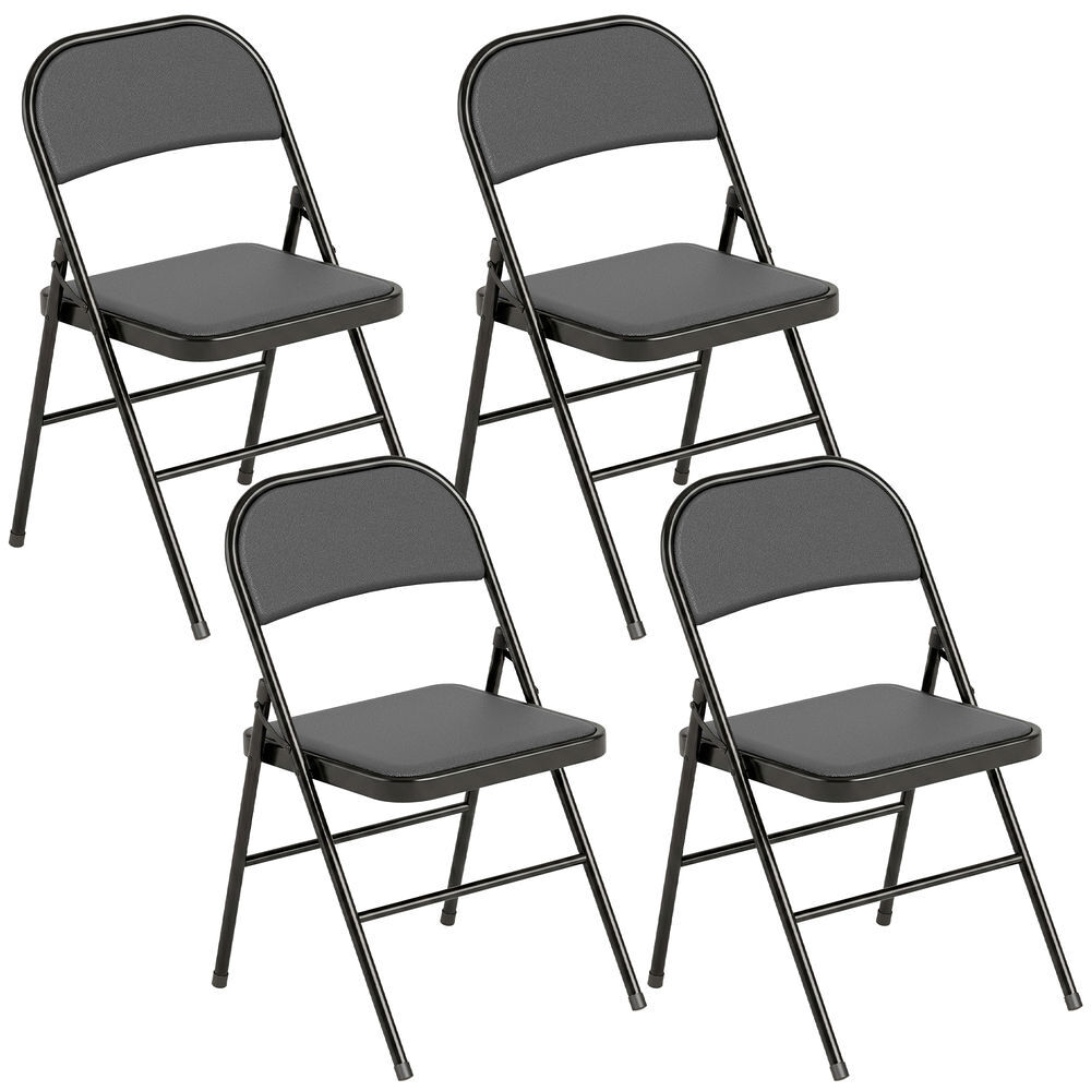 Homcom juego de 4 sillas plegables acolchadas con respaldo y estructura de acero, para salón, comedor, cocina, 45x46x78 cm, negro