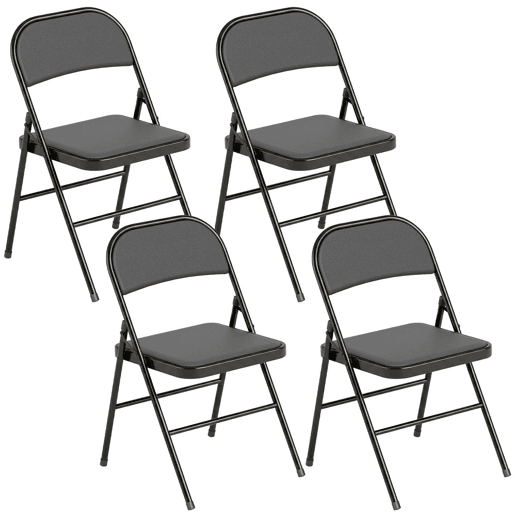 HOMCOM Conjunto de 4 Cadeiras Dobráveis Cadeiras Dobráveis com Encosto e Estrutura de Aço para Sala de Estar Escritório Estúdio 45x46x78 cm Preto