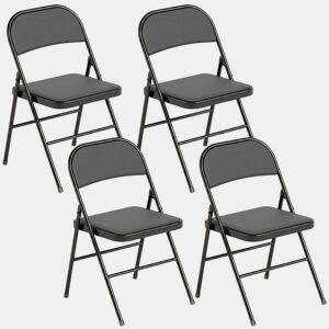 HOMCOM Conjunto de 4 Cadeiras Dobráveis Cadeiras Dobráveis com Encosto e Estrutura de Aço para Sala de Estar Escritório Estúdio 45x46x78 cm Preto