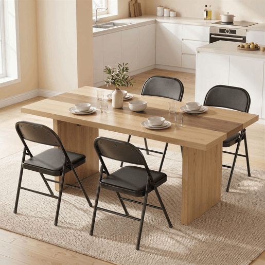 HOMCOM Conjunto de 4 Cadeiras Dobráveis Cadeiras Dobráveis com Encosto e Estrutura de Aço para Sala de Estar Escritório Estúdio 45x46x78 cm Preto