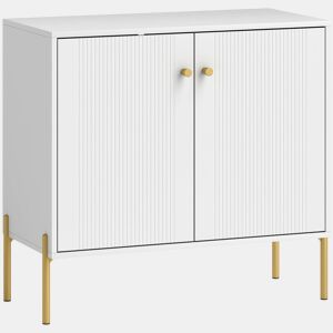 HOMCOM Aparador Moderno de 2 Portas Aparador de Sala com Prateleiras Ajustáveis Bancada com Efeito Mármore Pernas de Aço para Cozinha Entrada Quarto 80x39,1x76 cm Branco
