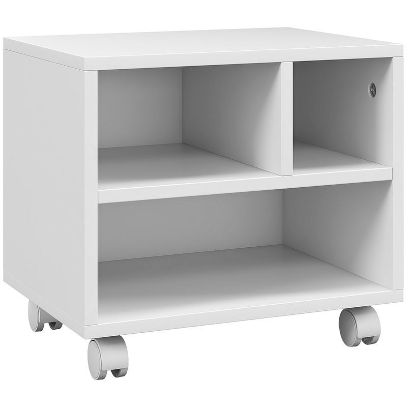 Homcom mueble de impresora con ruedas soporte de impresora con compartimentos abiertos para oficina estudio 40x30x36 cm blanco