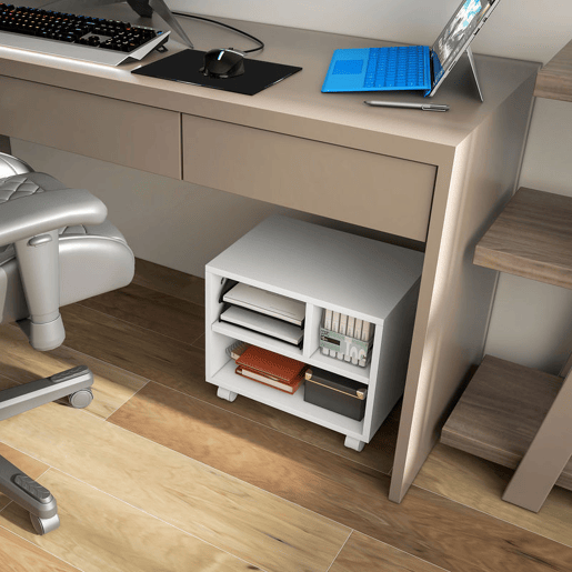 HOMCOM Móvel para Impressora com Rodas Suporte para Impressora com Compartimentos Abertos para Escritório Estúdio 40x30x36 cm Branco