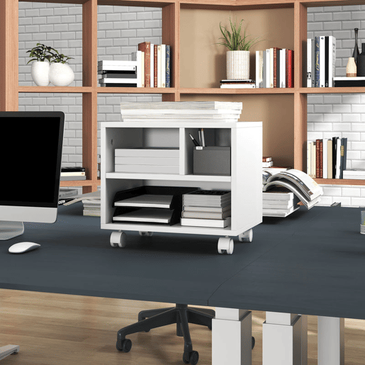 HOMCOM Móvel para Impressora com Rodas Suporte para Impressora com Compartimentos Abertos para Escritório Estúdio 40x30x36 cm Branco