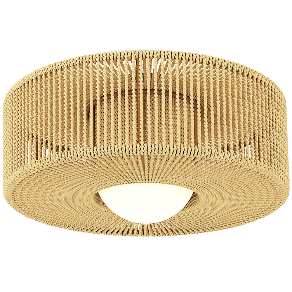 Homcom lámpara de techo con bombilla led g9, 20w, 3000 k, plafón led techo bohemio con pantalla de cuerda de lino para dormitorio, salón, cocina y