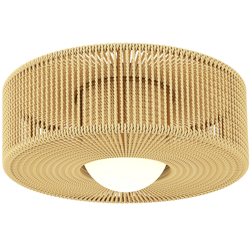 HOMCOM Candeeiro de Teto com Lâmpada LED G9 20W 3000 K Candeeiro de Teto Boémio com Ecrã de Corda de Linho para Quarto Sala Cozinha e Sala de Jantar Castanho Claro