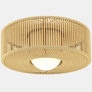 HOMCOM Candeeiro de Teto com Lâmpada LED G9 20W 3000 K Candeeiro de Teto Boémio com Ecrã de Corda de Linho para Quarto Sala Cozinha e Sala de Jantar Castanho Claro