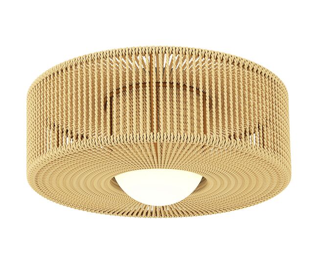 Homcom lámpara de techo con bombilla led g9, 20w, 3000 k, plafón led techo bohemio con pantalla de cuerda de lino para dormitorio, salón, cocina y