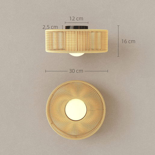 HOMCOM Candeeiro de Teto com Lâmpada LED G9 20W 3000 K Candeeiro de Teto Boémio com Ecrã de Corda de Linho para Quarto Sala Cozinha e Sala de Jantar Castanho Claro