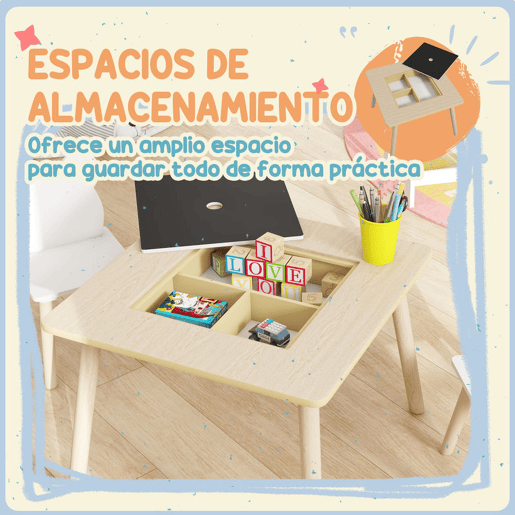 AIYAPLAY Conjunto de Mesa e 2 Cadeiras de Madeira Mesa Infantil com Cadeiras com Encosto em Forma de Ursinho e Compartimentos Ocultos para Crianças para Escola Infantil Quarto Madeira e Branco