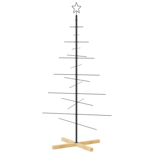 Árvore de Natal - Pinheiro de Natal de metal com base em madeira 150 cm preto Árvore de Natal - Pinheiro de Natal de metal com base em madeira 150 cm preto