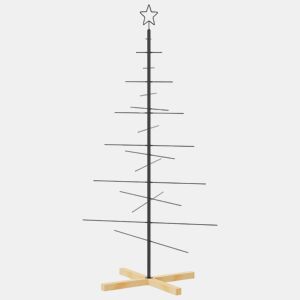 Árvore de Natal - Pinheiro de Natal de metal com base em madeira 150 cm preto