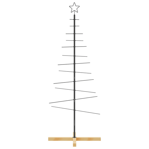 Árvore de Natal - Pinheiro de Natal de metal com base em madeira 150 cm preto Árvore de Natal - Pinheiro de Natal de metal com base em madeira 150 cm preto