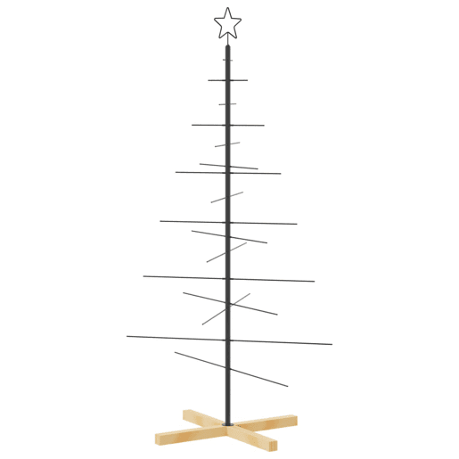 Árvore de Natal - Pinheiro de Natal de metal com base em madeira 150 cm preto Árvore de Natal - Pinheiro de Natal de metal com base em madeira 150 cm preto