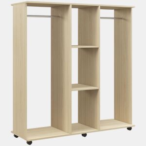 HOMCOM Roupeiro de Madeira Móvel Armário Roupeiro Aberto com 2 Barras para Pendurar e 3 Prateleiras Organizadoras para Dormitório 120x40x128 cm Madeira