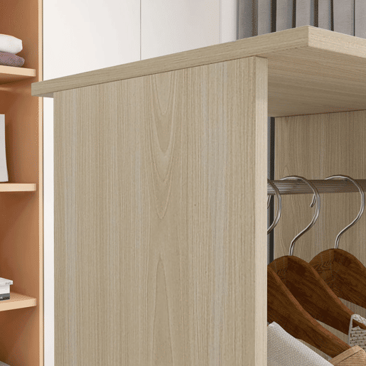 HOMCOM Roupeiro de Madeira Móvel Armário Roupeiro Aberto com 2 Barras para Pendurar e 3 Prateleiras Organizadoras para Dormitório 120x40x128 cm Madeira HOMCOM Roupeiro de Madeira Móvel Armário Roupeiro Aberto com 2 Barras para Pendurar e 3 Prateleiras Organizadoras para Dormitório 120x40x128 cm Madeira