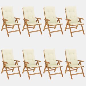 Cadeiras de jardim - Cadeiras de exterior reclináveis c almofadões 8 pcs teca maciça