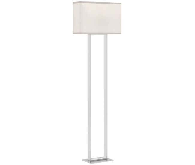 Homcom lámpara de pie moderna 150 cm lámpara de pie para salón con pantalla de tela luz nocturna interruptor de pie y base metálico para dormitorio oficina sala de estar blanco