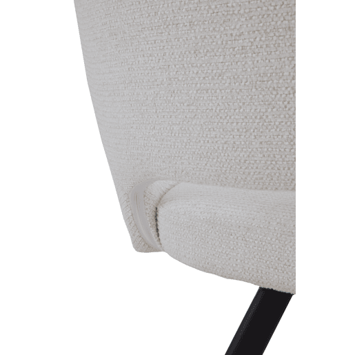 Pacote com 4 cadeirões estofados em chenille creme e pés de metal preto