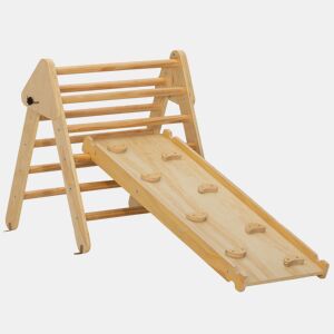 AIYAPLAY Triângulo de Escalada de Madeira 2 em 1 Escalada para Crianças de 18-48 Meses com Rampa para Deslizar ou Escalar 147x64,5x63 cm Madeira