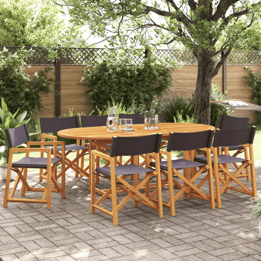 8 pcs cadeiras de jardim - Cadeiras de exterior dobráveis tecido cinzento-escuro