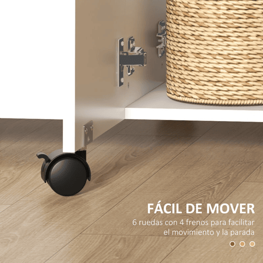 HOMCOM Mesa de Refeição Dobrável com Rodas Mesa Abatível com 2 Gavetas e Armário Mesa Auxiliar Multifuncional para Estúdio Cozinha 120x60x76,5 cm Branco