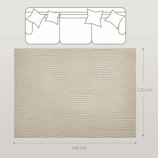 HOMCOM Tapete Sala de Estar 160x120 cm Tapete Pelo Curto Estilo Moderno Base Antiderrapante Tecida à Máquina Tapete para Sala de Estar Quarto Sala de Jantar Creme