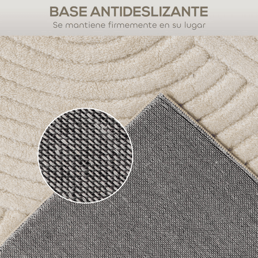 HOMCOM Tapete Sala de Estar 160x120 cm Tapete Pelo Curto Estilo Moderno Base Antiderrapante Tecida à Máquina Tapete para Sala de Estar Quarto Sala de Jantar Creme
