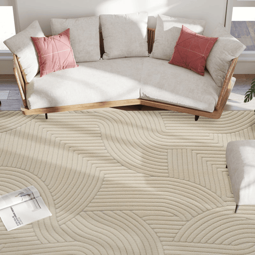 HOMCOM Tapete Sala de Estar 160x120 cm Tapete Pelo Curto Estilo Moderno Base Antiderrapante Tecida à Máquina Tapete para Sala de Estar Quarto Sala de Jantar Creme